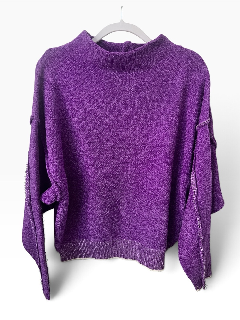 Zenana Purple Exposed Seem Cozy Knit Sweater - Picture 2 of 4